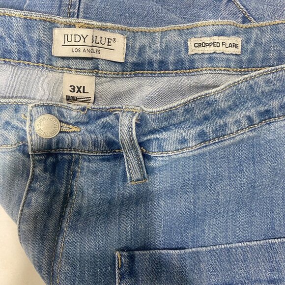 Judy Blue Cropped Flare Jeans Womens 3XL Light Wash Denim Raw Hem - Picture 4 of 14